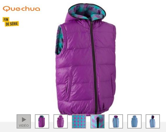 Moins de 5 euros le gilet réversible à capuche QUECHUA Enfant 