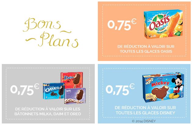 Remise immediate sur les glaces Disney, Milka, Oreo, Oasis