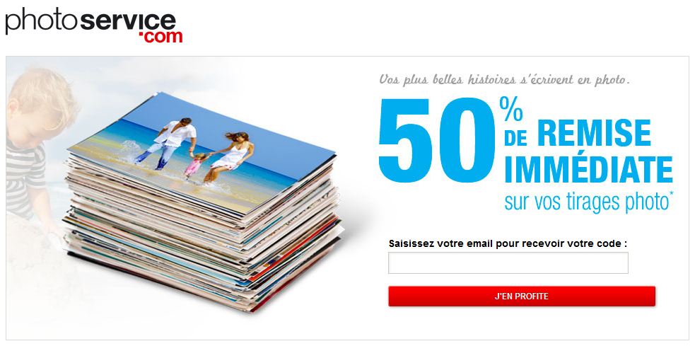 50% sur vos tirages photo chez PhotoService