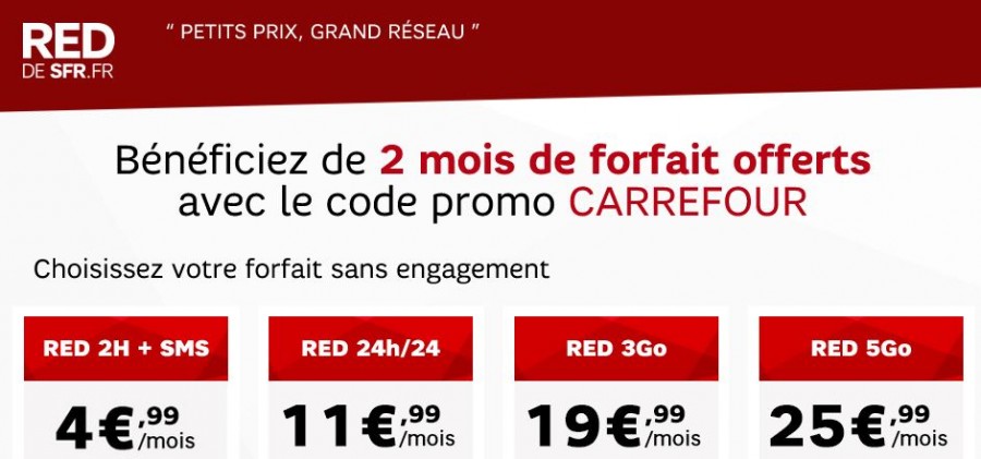 2 mois de forfait SFR RED offerts 