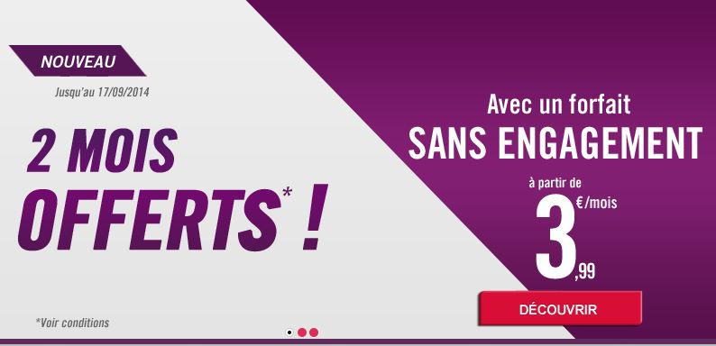 2 mois offerts sur tous les forfaits Virgin