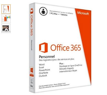 Moitié prix ! Abonnement 1 an Office 365 Personnel (1 PC/Mac + 1 tablette/Ipad) à moins de 35€