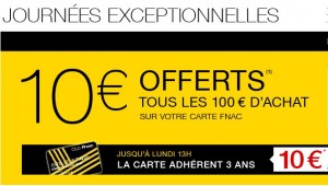 FNAC : 10 euros tous les 100 euros