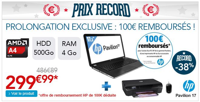Moins de 300 euros le pack PC Portable HP imprimante souris