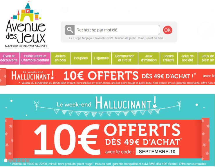 code promo Avenue des jeux 10 euros