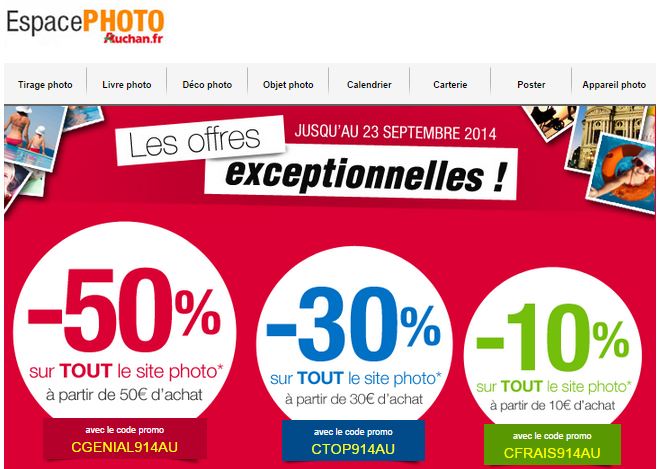 codes promo Espace photo Auchan