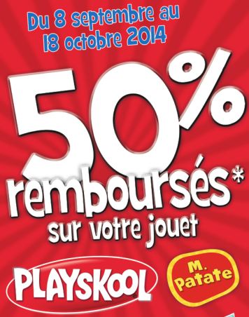 remboursement Playskool de  50%  