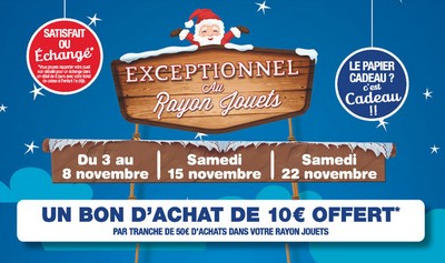 10 euros offerts par tranche de 50 euros d’achat de jouet en Magasin U (et catalogue jouets de Noel)