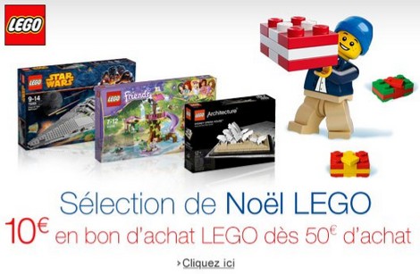 50 euros d’achat LEGO = 10 euros en bon d’achat Amazon