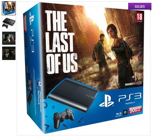 199 euros le pack Console PS3 500 Go + Jeu The Last Of Us (soldes Auchan)