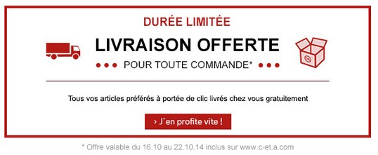 Livraison gratuite sans minimum C&A