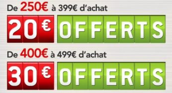 Remises immédiates pendant 24 h sur Rue du Commerce (10€ pour 80€, 20€ pour 250€… )