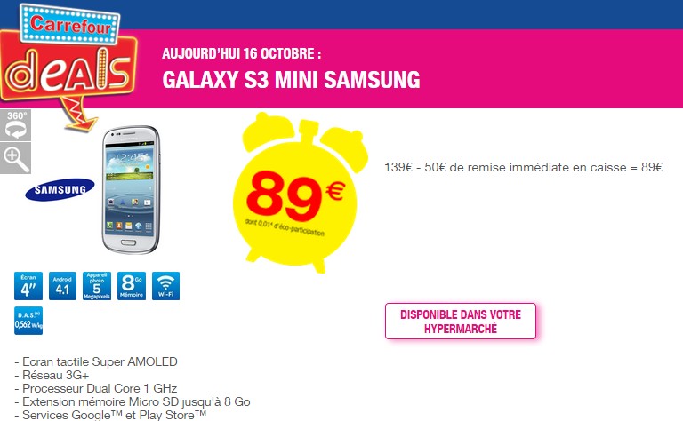 Samsung Galaxy S3 mini  89 euros