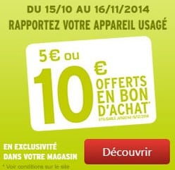 appareil usagé repris entre 5 et 10 euros par Darty 