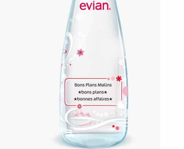 Myevian : 25 euros pour 50 euros d’achats (bouteilles personnalisables gravées Evian ou Badoit)