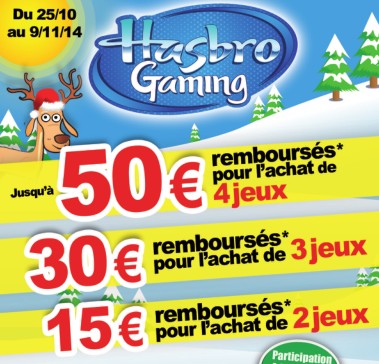 offre de remboursement jeux special Noel Hasbro