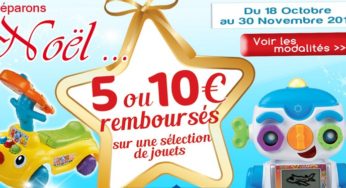 jusqu’à 10€ remboursés sur jouets VTech (Kidizoom, Genius XL, KidiGo, Tchou Tchou Bolides… )
