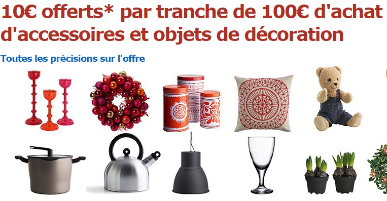 Ikea vous offre 10 euros tous les 100 euros sur la Déco (accessoires et objets)