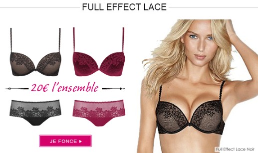 20 euros l’ensemble Wonderbra (Soutien-gorge + BAS) / 35 euros d’économie