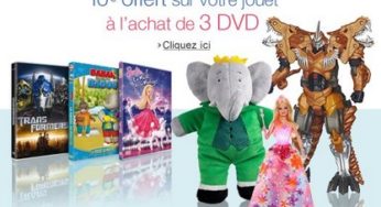 Achetez 3 DVD jeunesses et obtenez 10 euros de remises sur l’achat d’un jouet (parmi 100 000 jouets sur Amazon)