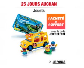 Auchan 1 jouet acheté = le deuxième gratuit (Hasbro, Playmobil, Nerf…) !