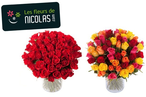 Bouquet moitié prix : 40 roses rouges et blanches à 24,9€ (Les Fleurs de  Nicolas / partout en France)