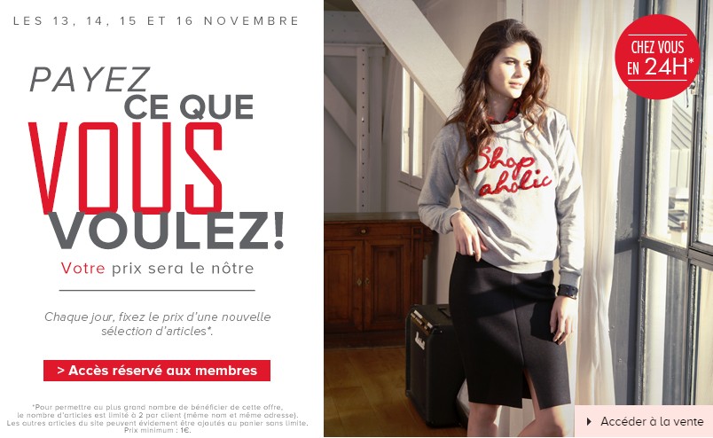 Pendant 4 jours payez ce que vous voulez chez Brandalley !