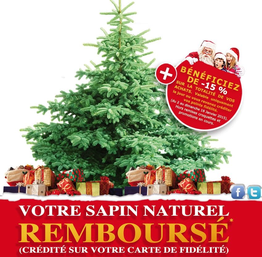 Sapin de Noël 100% remboursé par les magasins Ma Jardinerie (-2 € pour une association)