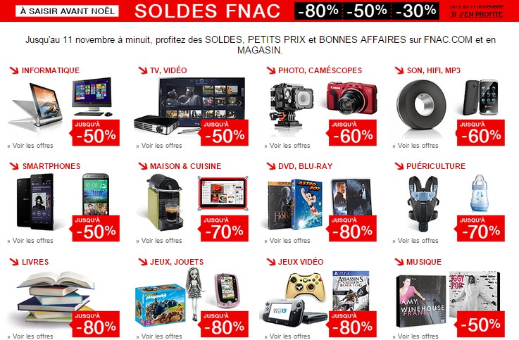 Soldes flottants FNAC ! Jusqu’à -80% du 6 au 11 novembre !