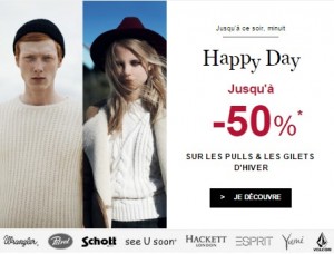 Vente flash pull et gilet Galeries Lafayette