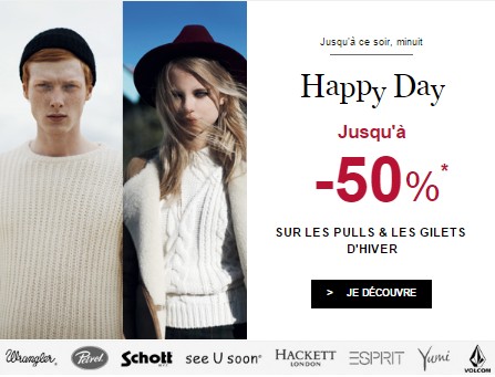 Vente flash pull et gilet Galeries Lafayette 