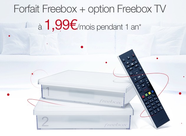 moins de 2 euros le Forfait Freebox avec option Freebox TV