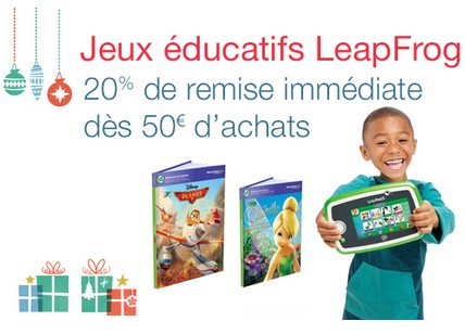 20% de remise immédiate Jeux éducatifs LeapFrog (Tablette LeapPad , lecteur Tag…) / dès 50€