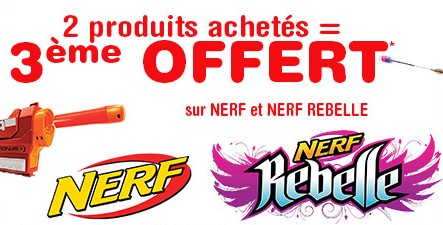 Bon plan Nerf : 2 achetés = le troisième gratuit (Nerf, Nerf Rebelle, Nerf Zombie…) Toys’R US