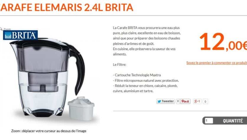 carafe filtrante Brita Elemaris 12 euros