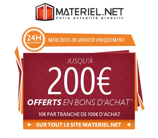 10 euros par tranche de 100 euros sur Materiel