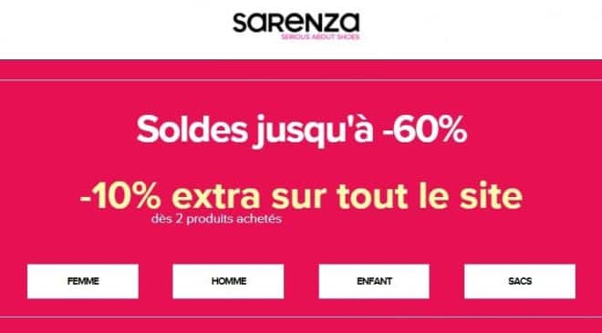 remise supplémentaire sur les soldes Sarenza