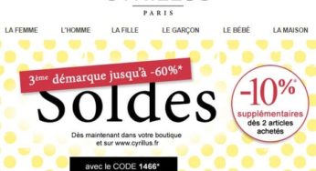 Troisième démarque des soldes Cyrillus + 10% suppl. dès 2 articles (code) !