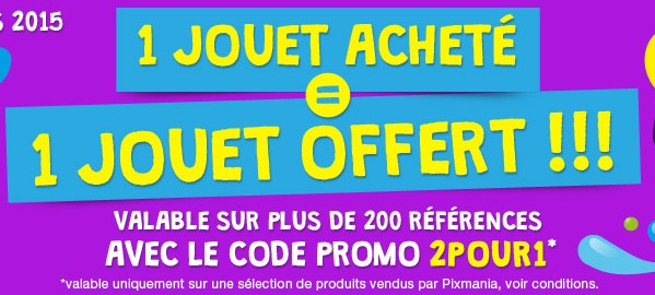 1 jouet gratuit pour 1 acheté sur Pixmania