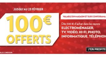 Conforama : 500 euros d’achats = 100 euros offerts en bon d’achat jusqu’à lundi