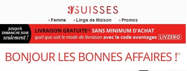 3Suisses Livraison gratuite