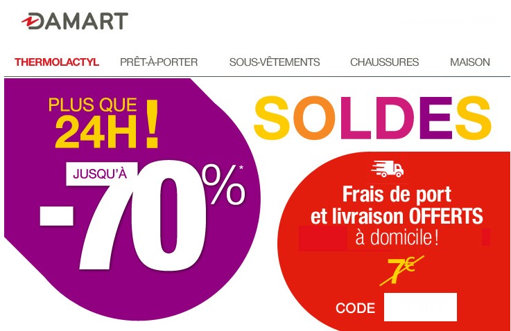 Dernier jour Soldes Damart ! Livraison gratuite sans minimum (jusqu’a -70%)