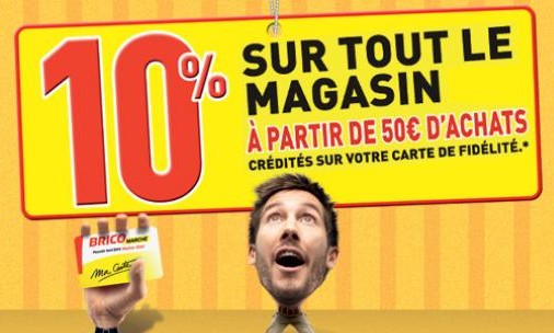 10% de la valeur de vos achats crédités sur votre carte Bricomarché samedi 21 février