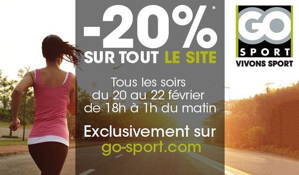 Vos achats sur GoSport de 18h à 1h du mat = 20% de remise !