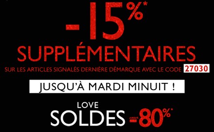  rabais en plus sur les soldes Redoute 