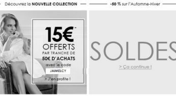 Tous les soldes à moitié prix sur La City et 15 euros tous les 50 euros sur la nouvelle collection
