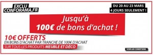 10 euros tous les 100 euros meubles et Déco Conforama