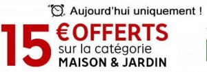 15 euros de remise sur le rayon Maison et jardin Priceminister