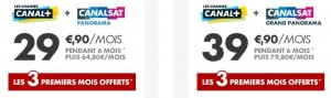 3 mois offerts Pack Canal les chaines et Canal Sat Grand Panorama