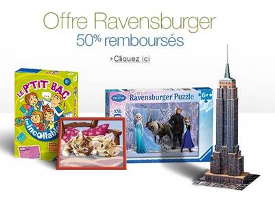 Votre jeu ou puzzle Ravensburger / Nathan 50% remboursé (ODR 2015)